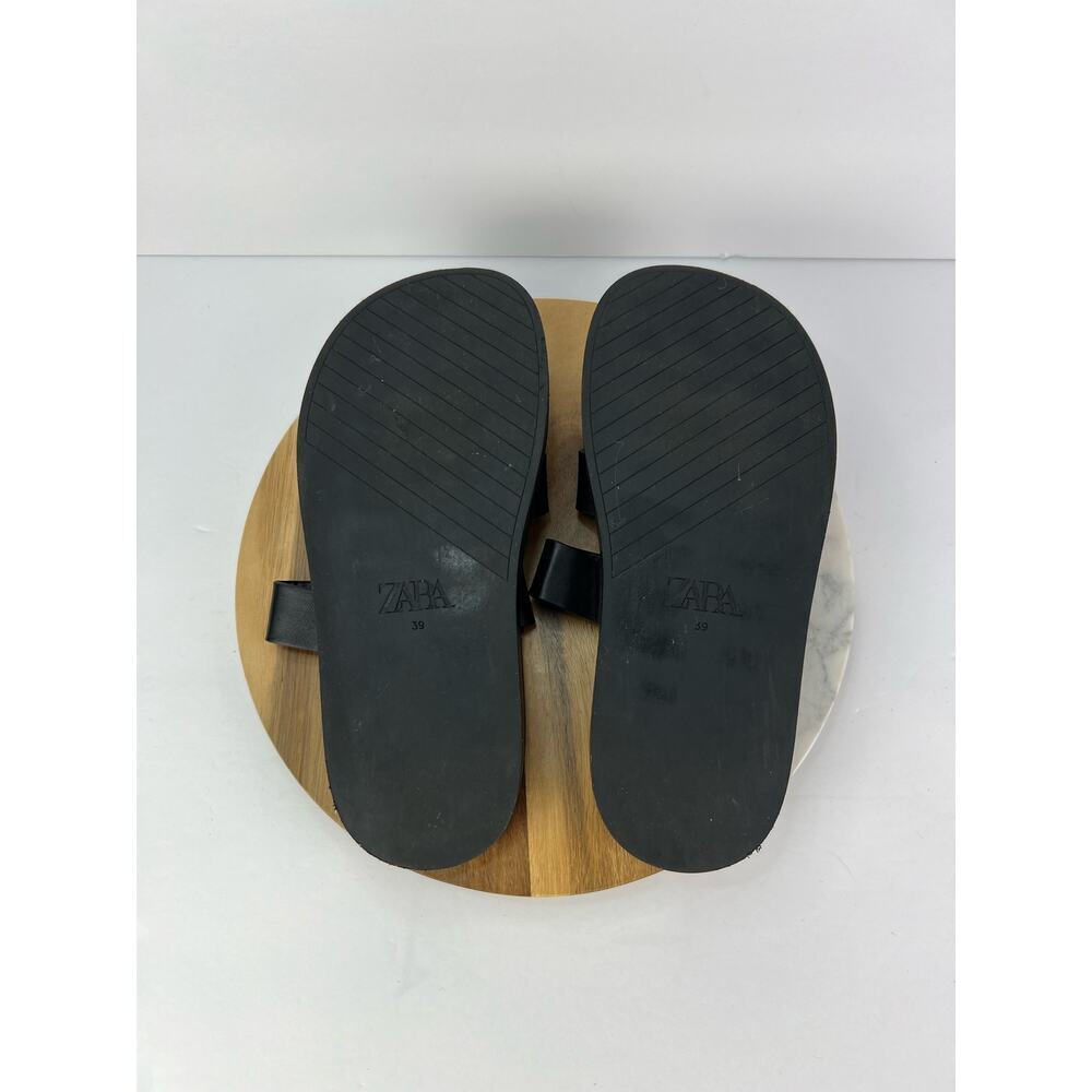 Zara Minimal Black Slip On Chunky Platform Slide Flat Sandals Size 8/39 - Picture 8 of 8